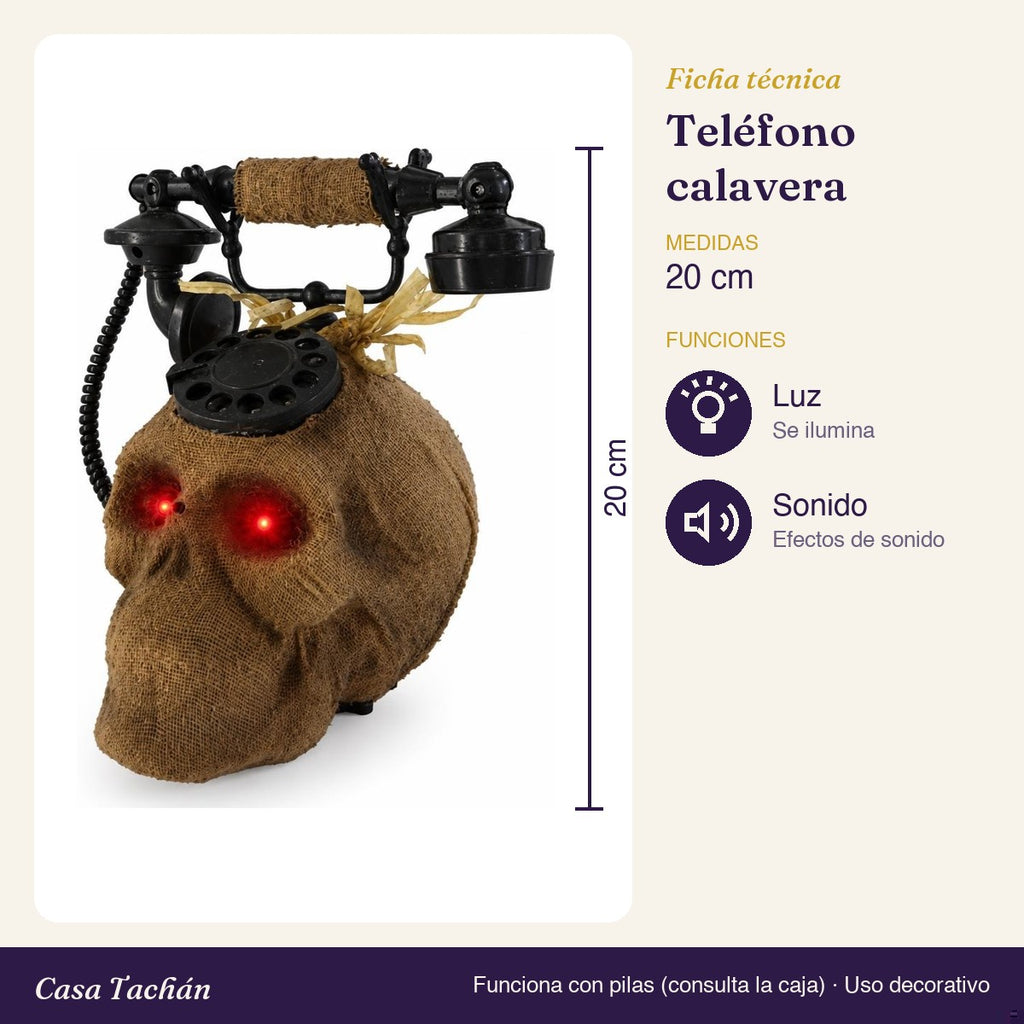 Ficha técnica: Teléfono calavera con luz y sonido