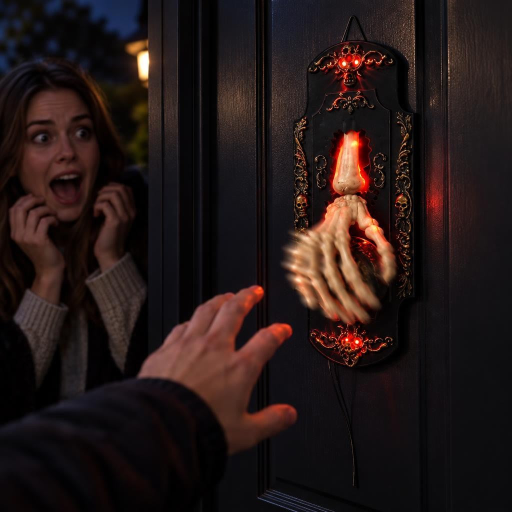 Pomo de puerta esqueleto con luz y sonido – foto ilustrativa
