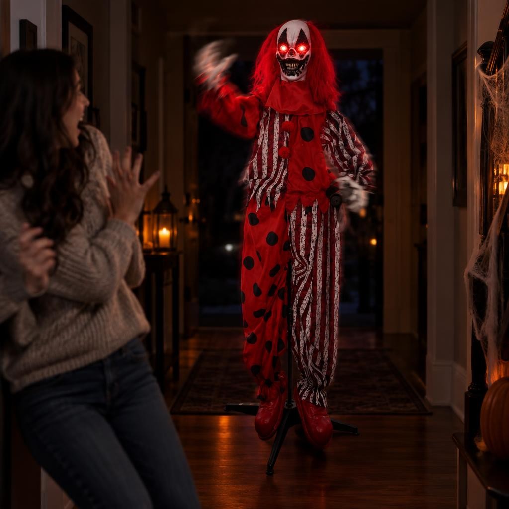 Payaso asesino animado con luz y sonido (167 cm) – foto ilustrativa