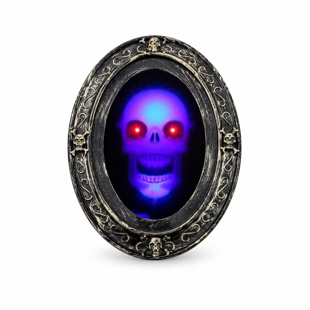 Espejo encantado con calavera, luz y sonido
