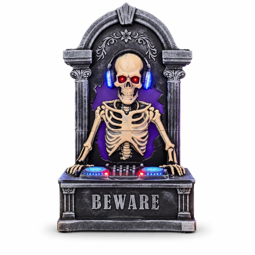 Esqueleto DJ con luz, sonido y sensor (91 cm)