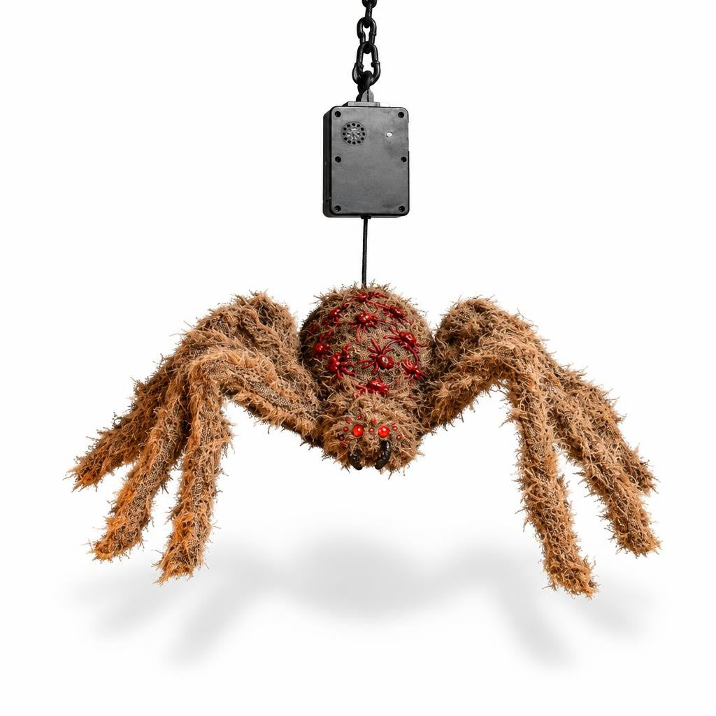 Araña colgante con sonido y sensor (70 cm) sobre fondo blanco