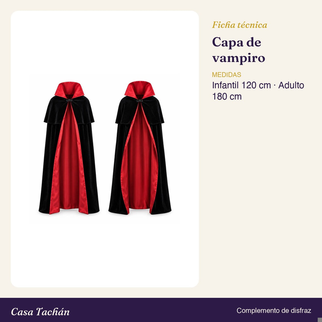 Ficha técnica: Capa de vampiro de satén y terciopelo