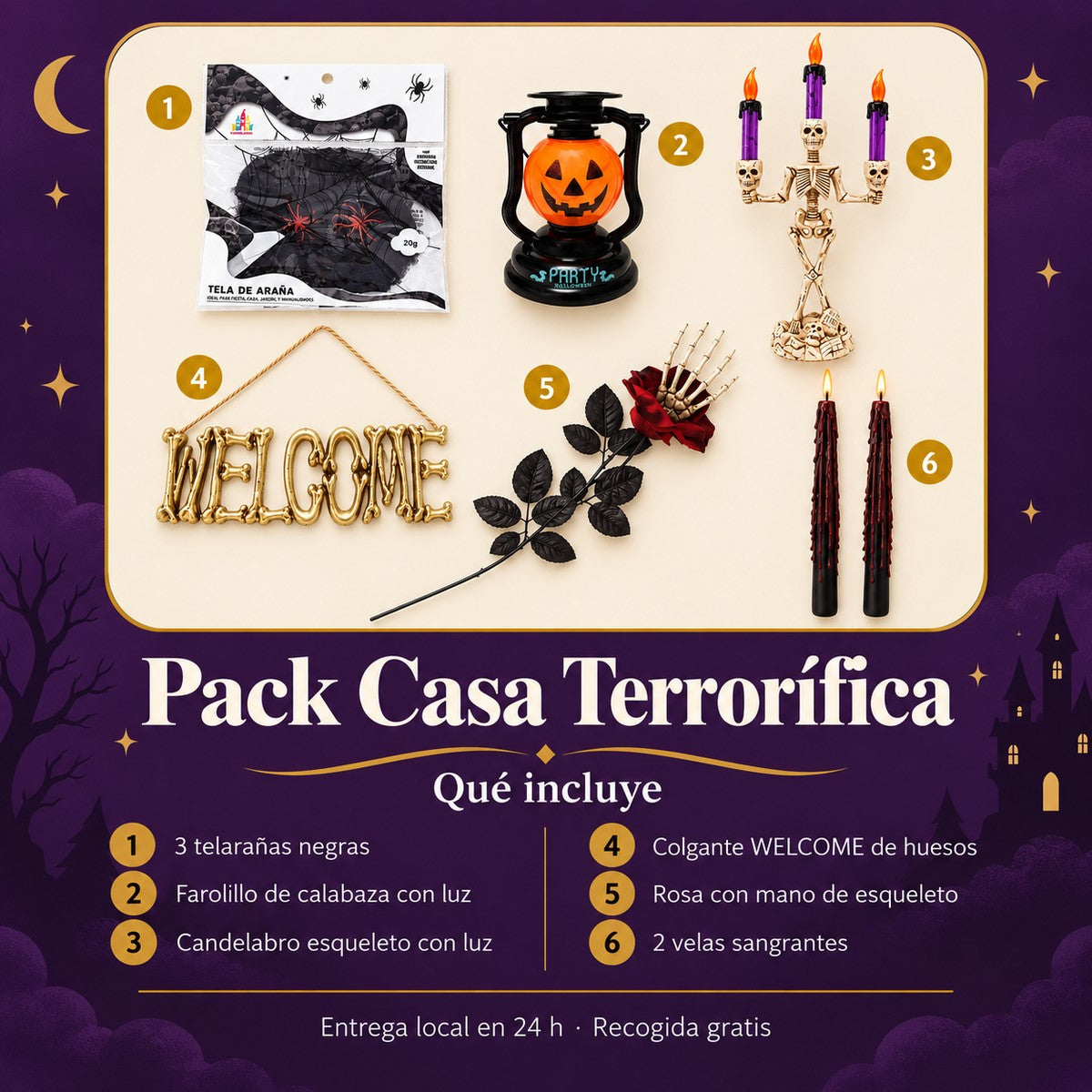 Qué incluye el Pack Casa Terrorífica: seis productos numerados