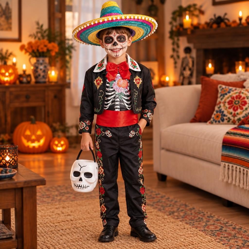 Pack Catrín Niño: foto ilustrativa con el disfraz puesto