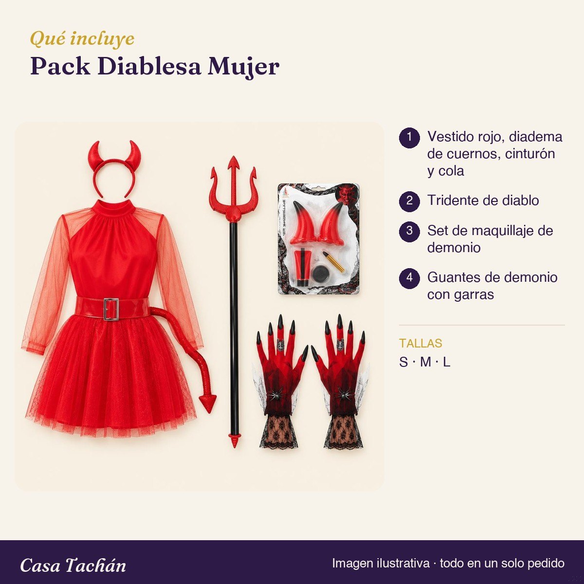 Qué incluye el Pack Diablesa Mujer: lista de productos y tallas