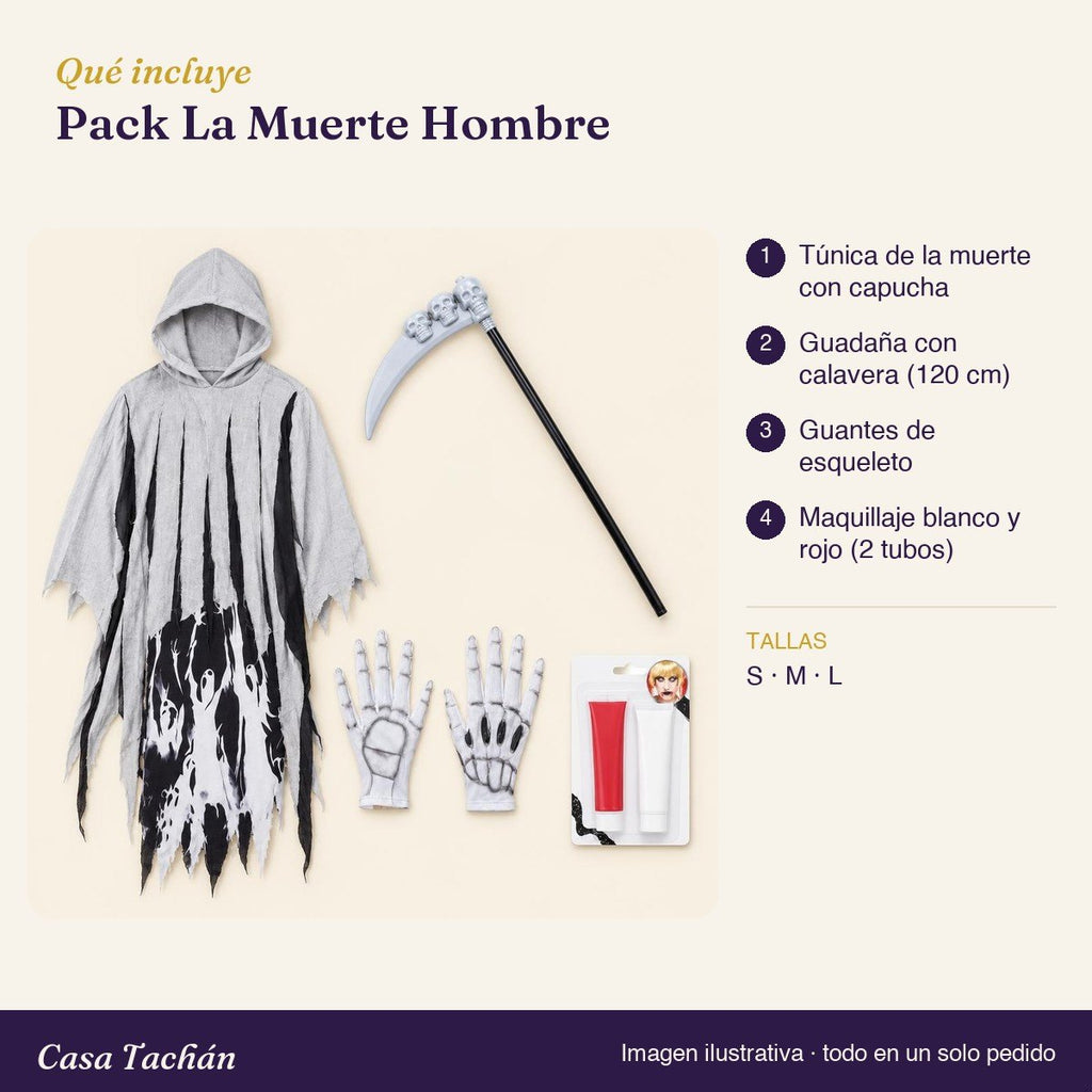 Qué incluye el Pack La Muerte Hombre: lista de productos y tallas