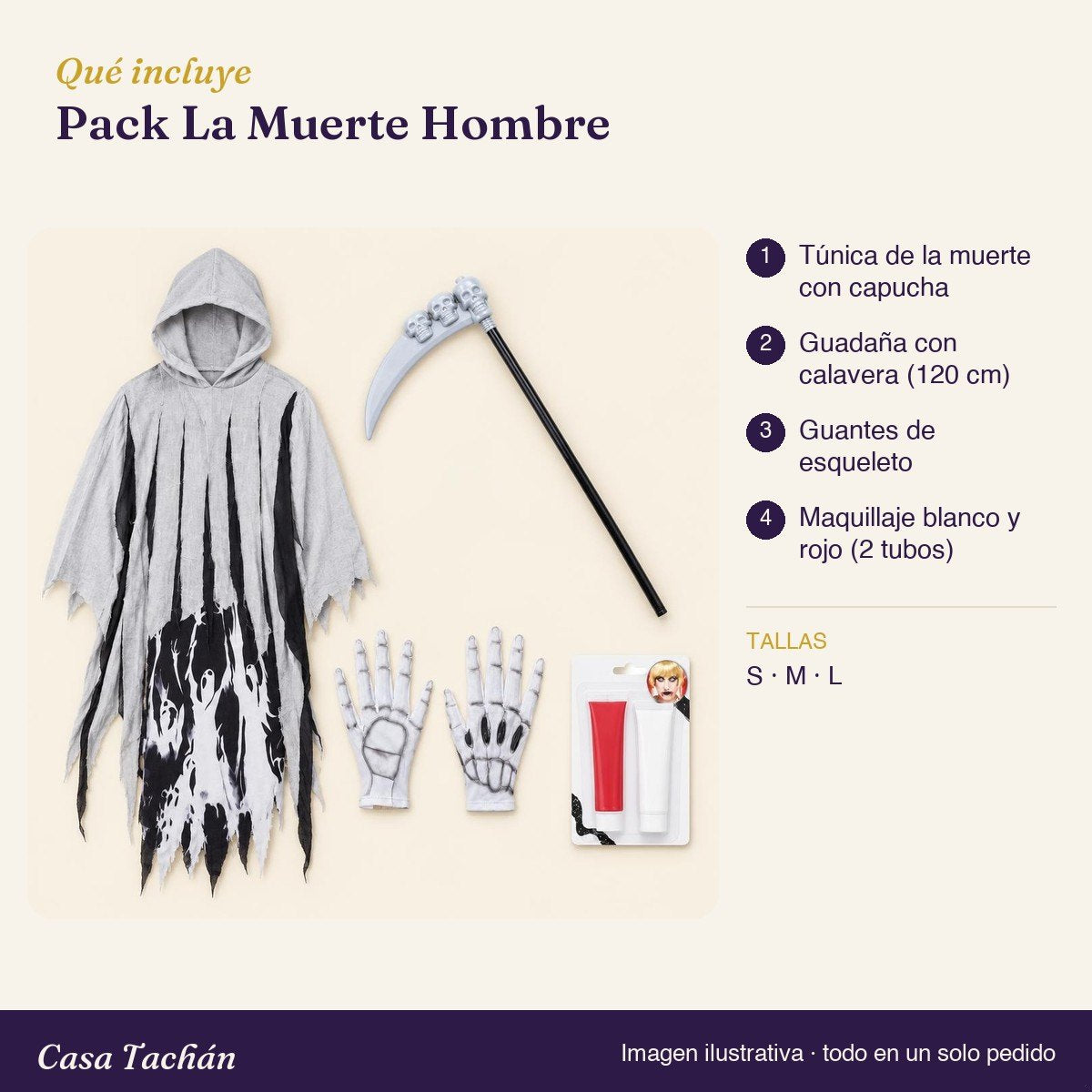 Qué incluye el Pack La Muerte Hombre: lista de productos y tallas