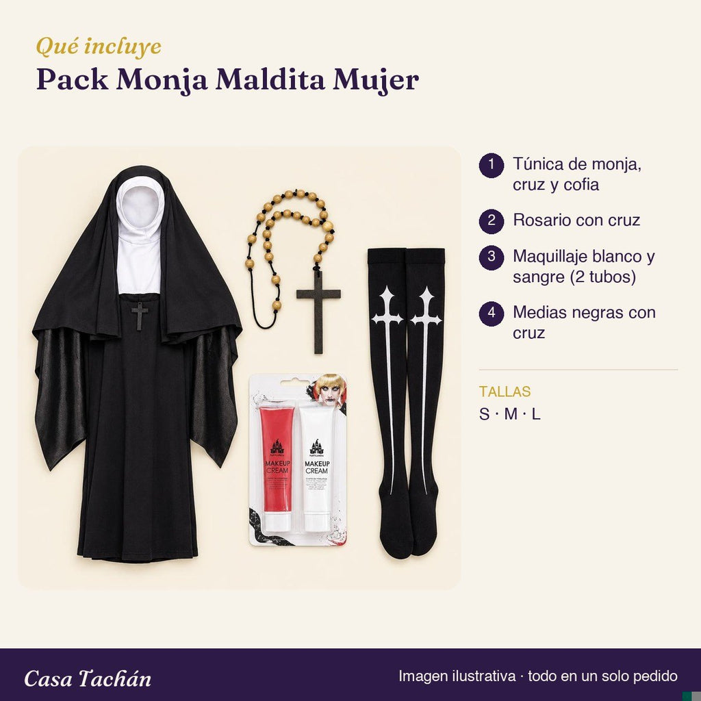 Qué incluye el Pack Monja Maldita Mujer: lista de productos y tallas