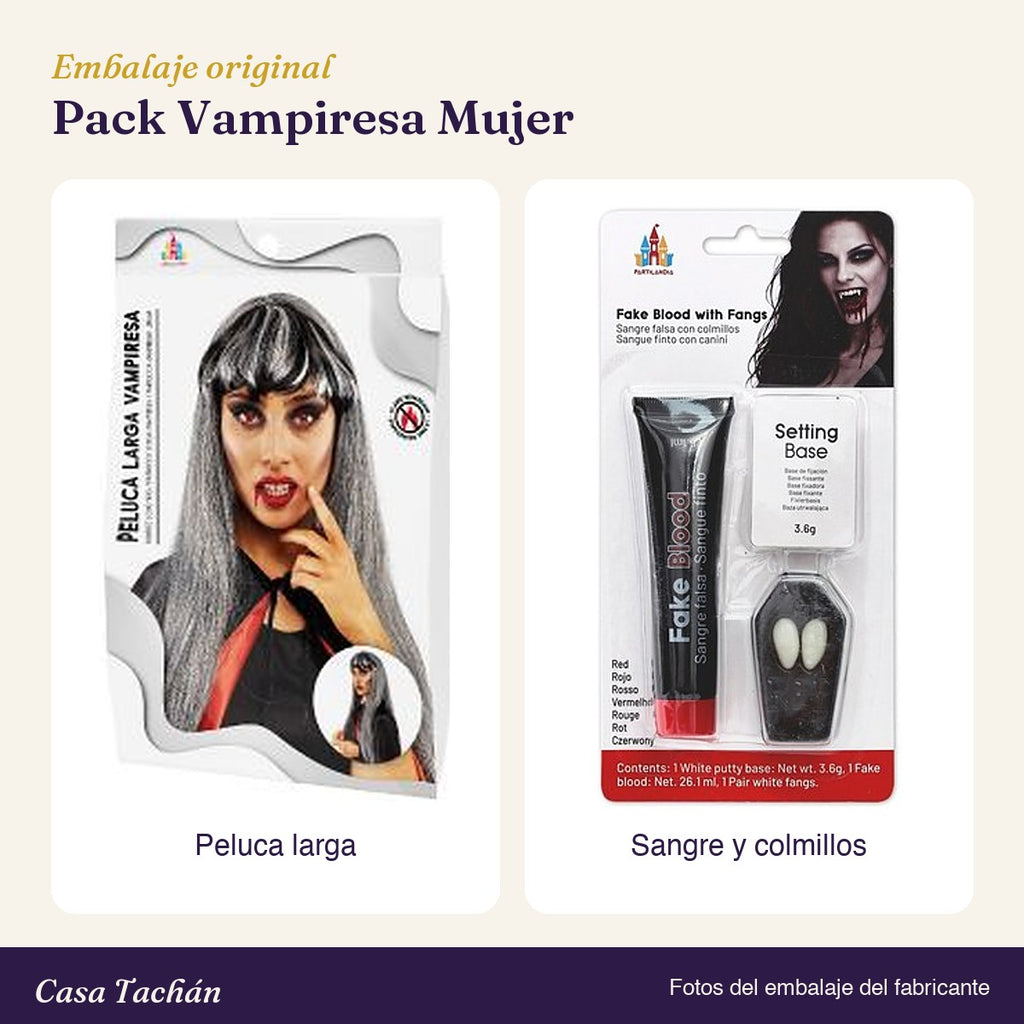 Embalaje original de los accesorios del Pack Vampiresa Mujer