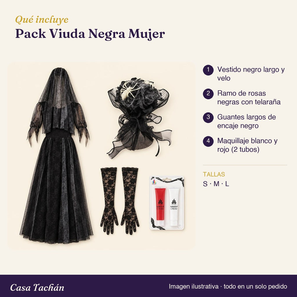 Qué incluye el Pack Viuda Negra Mujer: lista de productos y tallas