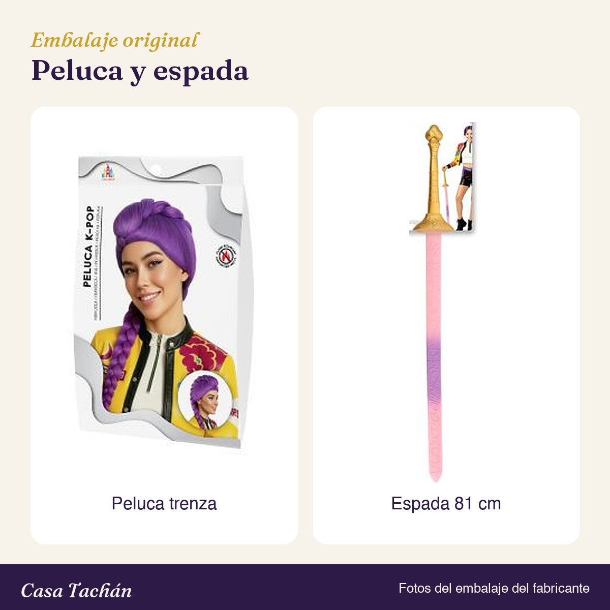 Embalaje original: Peluca y espada
