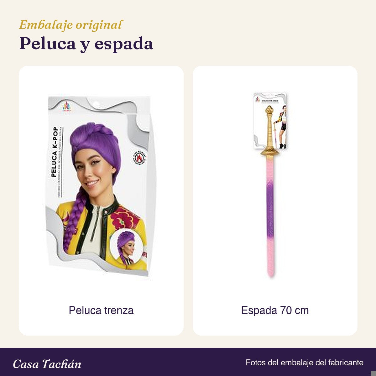 Embalaje original: Peluca y espada