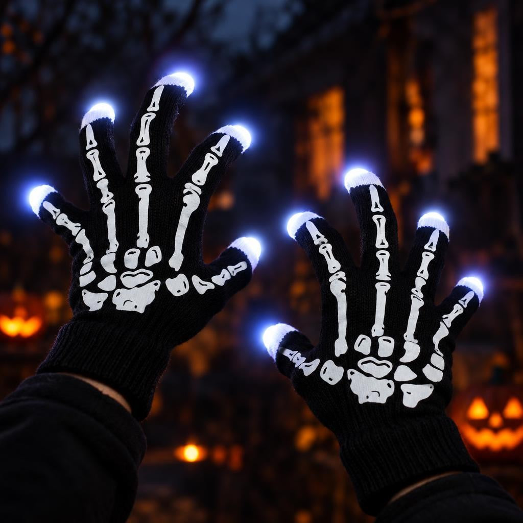 Guantes de esqueleto con luz LED: foto ilustrativa de ambiente