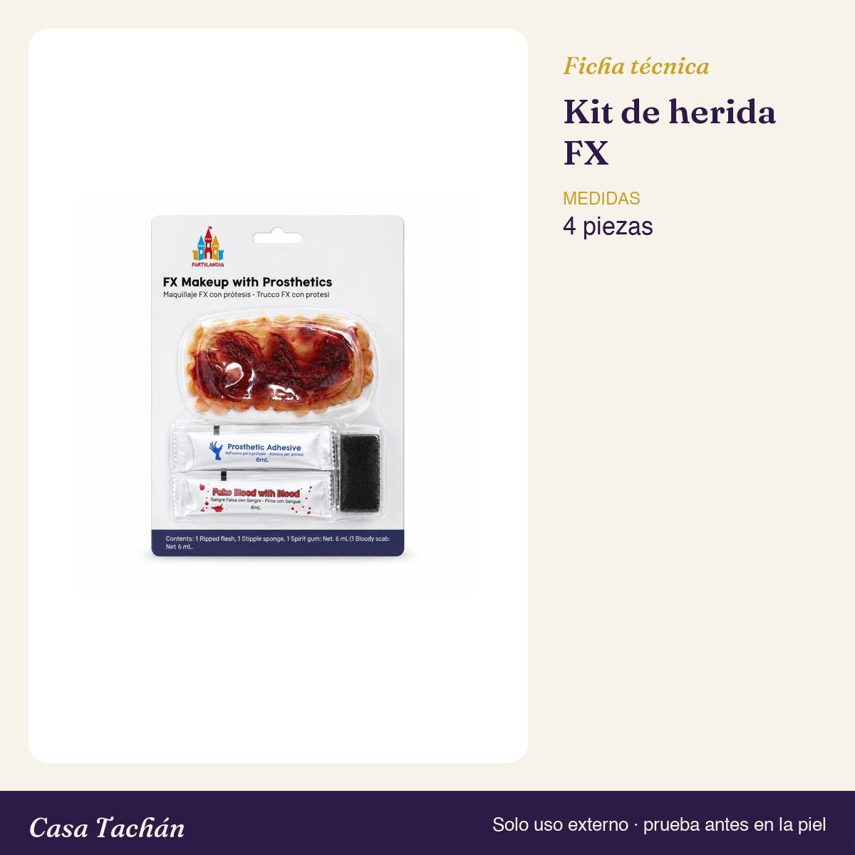 Ficha técnica: Kit de herida FX con sangre