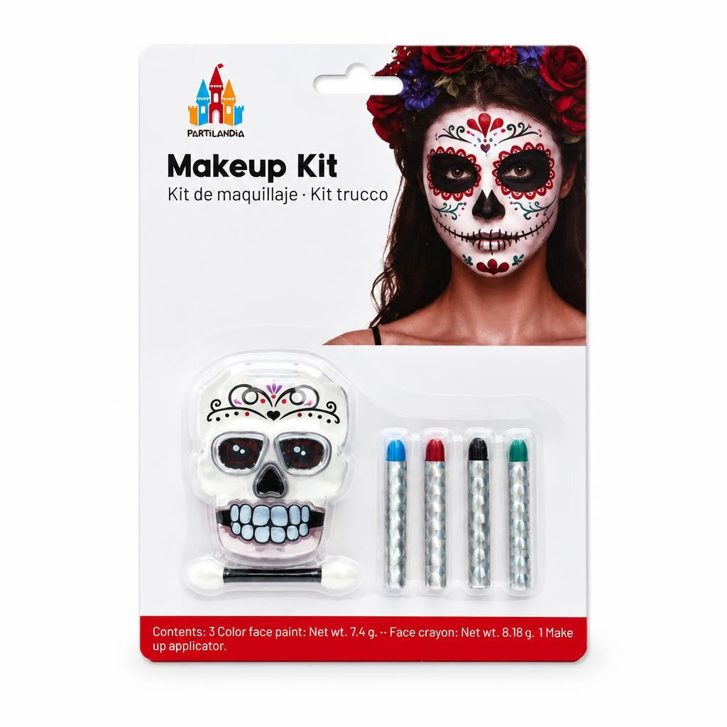 Kit de maquillaje Catrina sobre fondo blanco