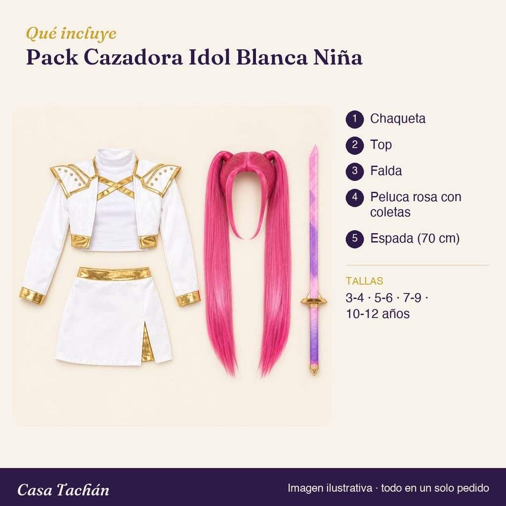Qué incluye el Pack Cazadora Idol Blanca Niña: lista de productos y tallas