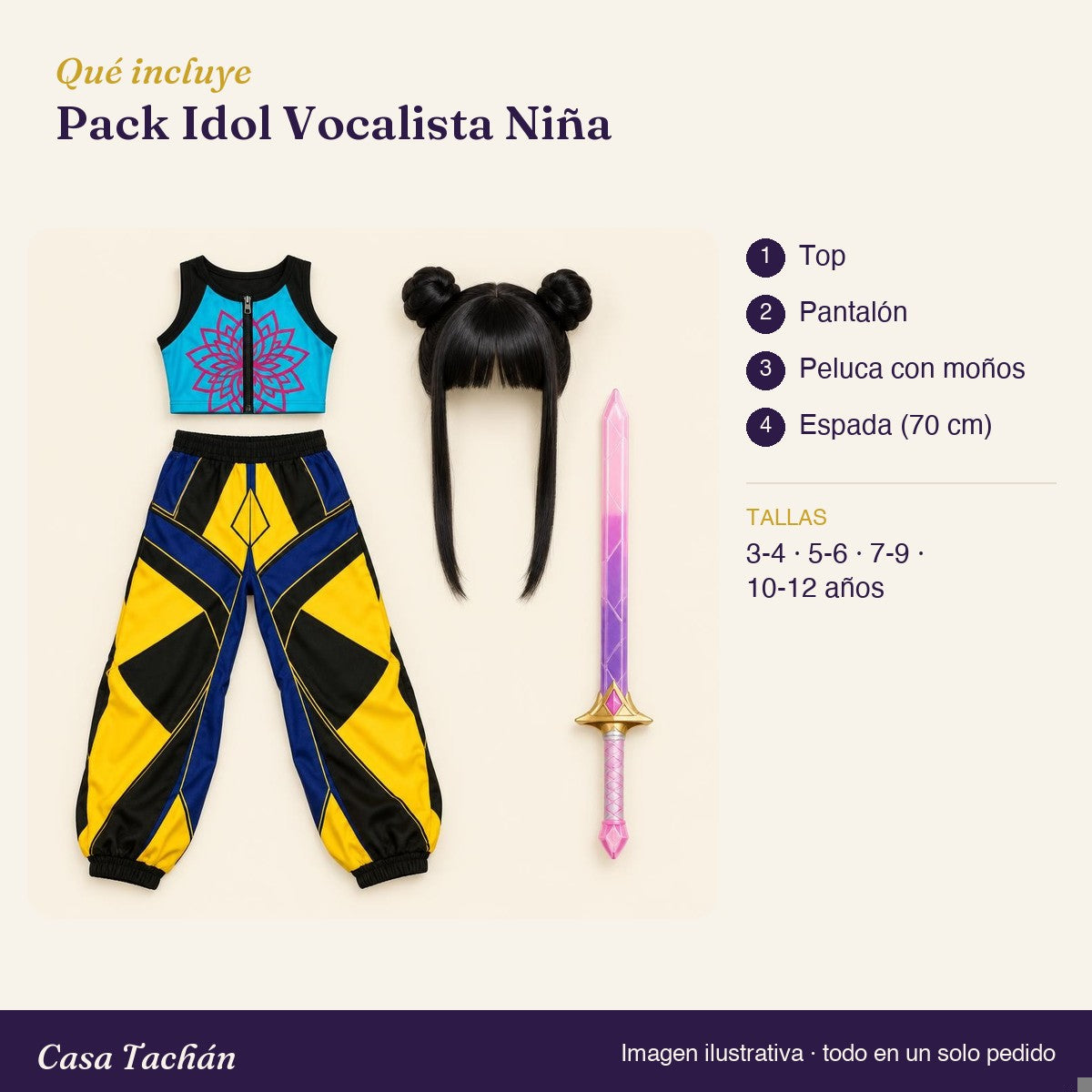 Qué incluye el Pack Idol Vocalista Niña: lista de productos y tallas