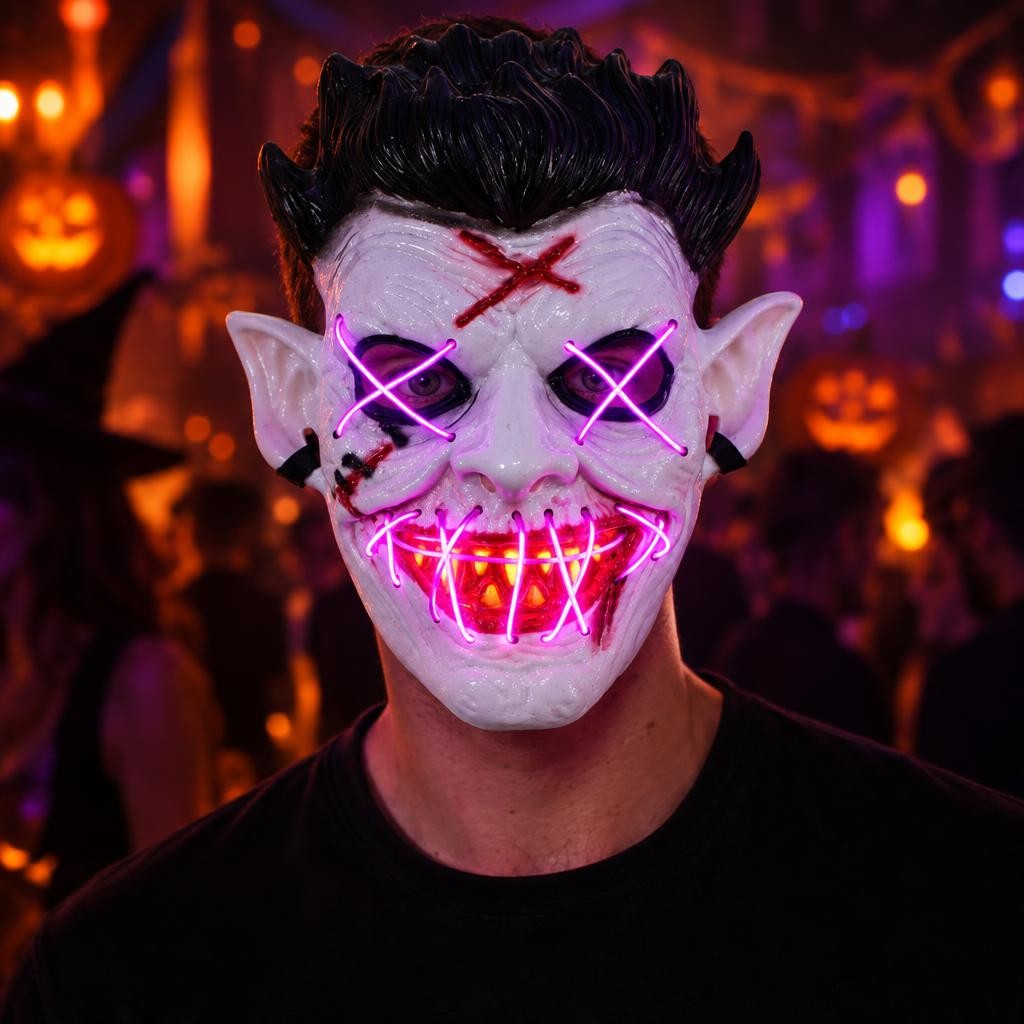 Máscara de terror con luz LED: foto ilustrativa de ambiente