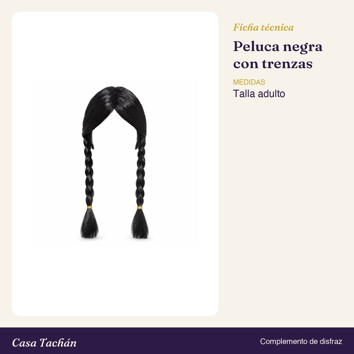 Ficha técnica: Peluca negra con dos trenzas